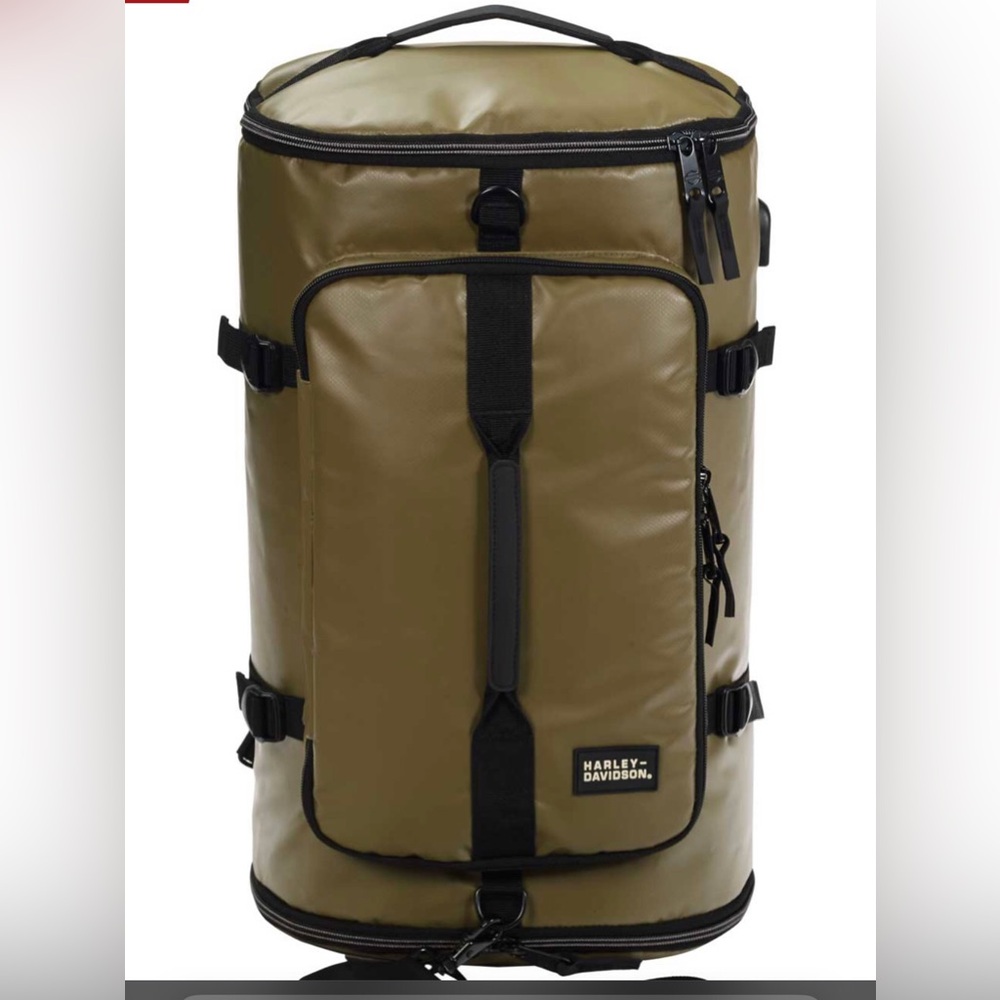 Harley-Davidson® Water-Resistant Travel Hybrid Duffel Bag/Backpack - Khaki new